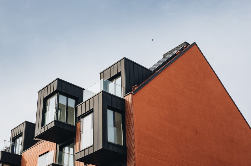 Red apartment building